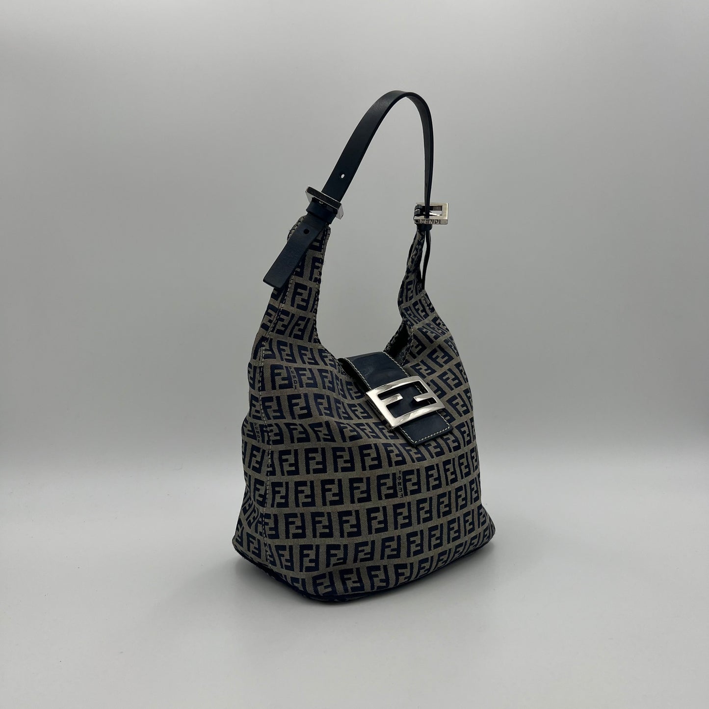 Fendi Dark Blue Zucchino Hobo Shoulder Bag