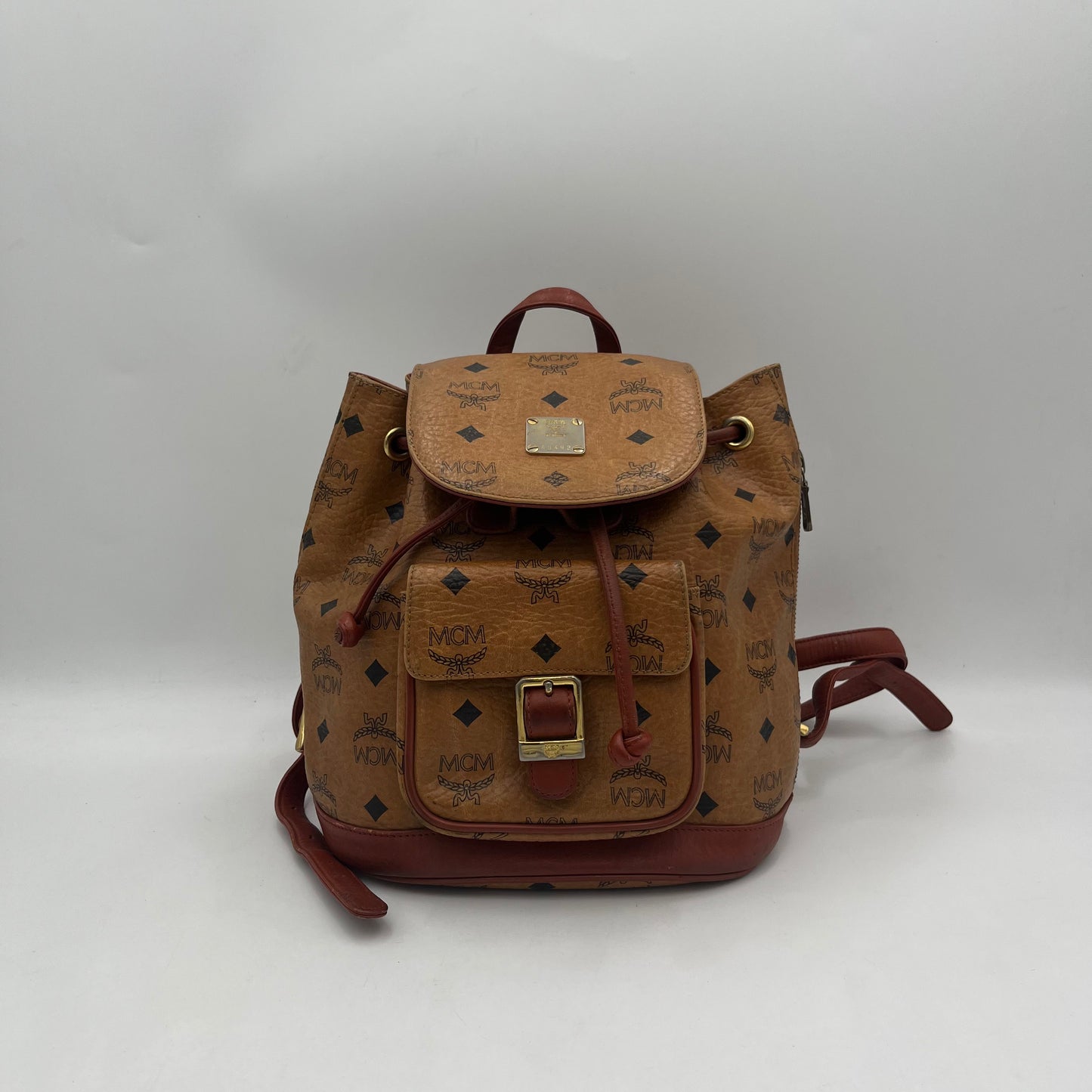 MCM Germany Cognac Flap Small Backpack