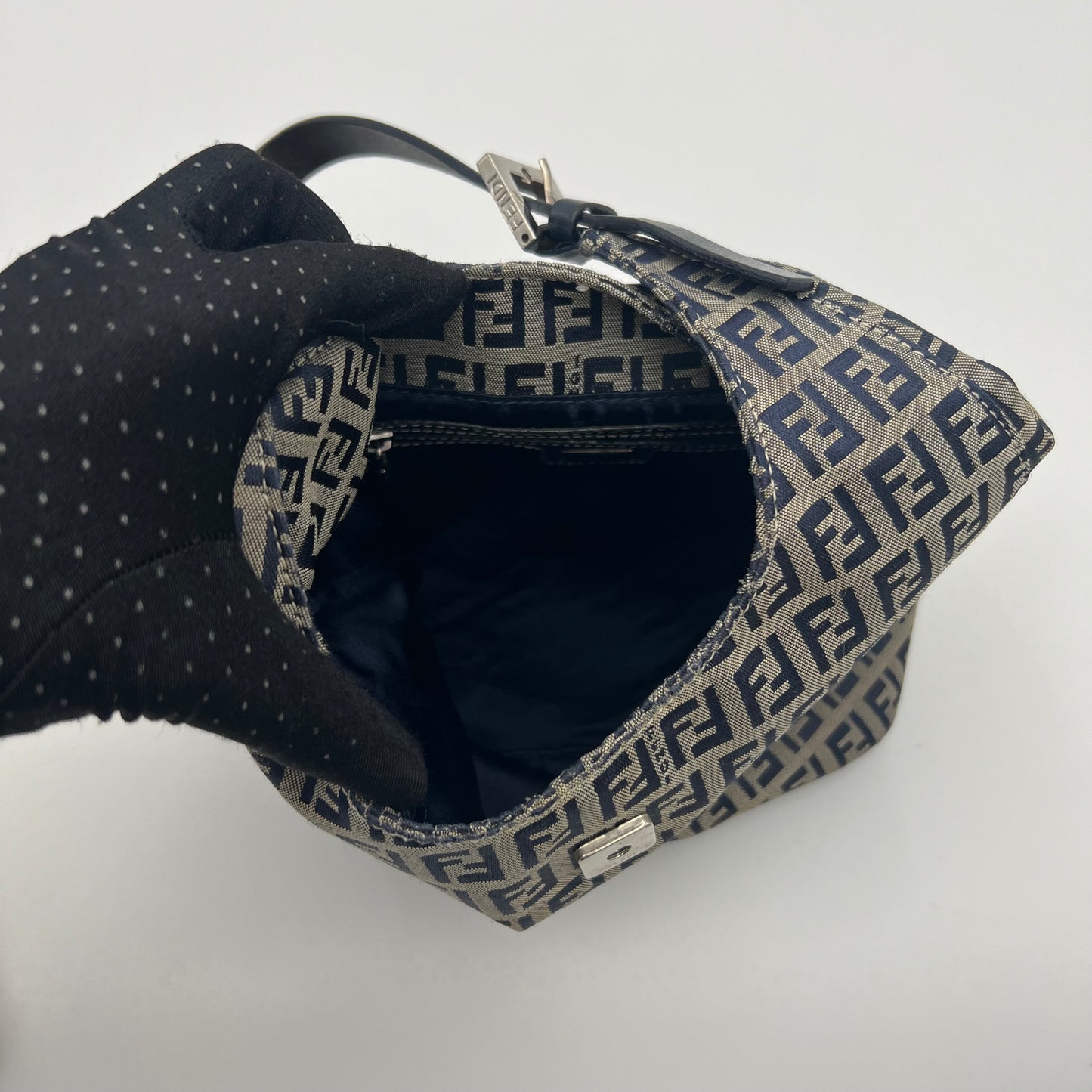 Fendi Dark Blue Zucchino Hobo Shoulder Bag