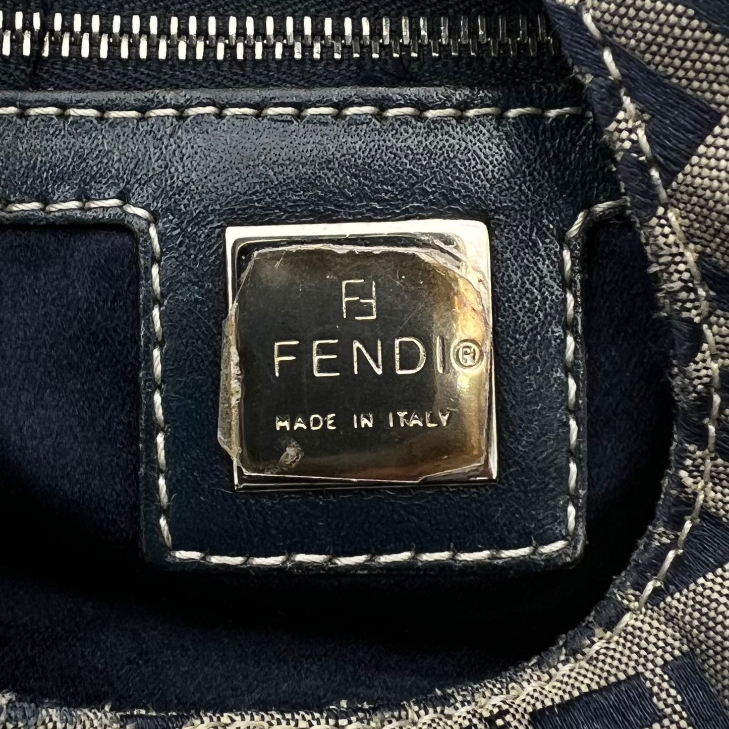Fendi Dark Blue Zucchino Hobo Shoulder Bag