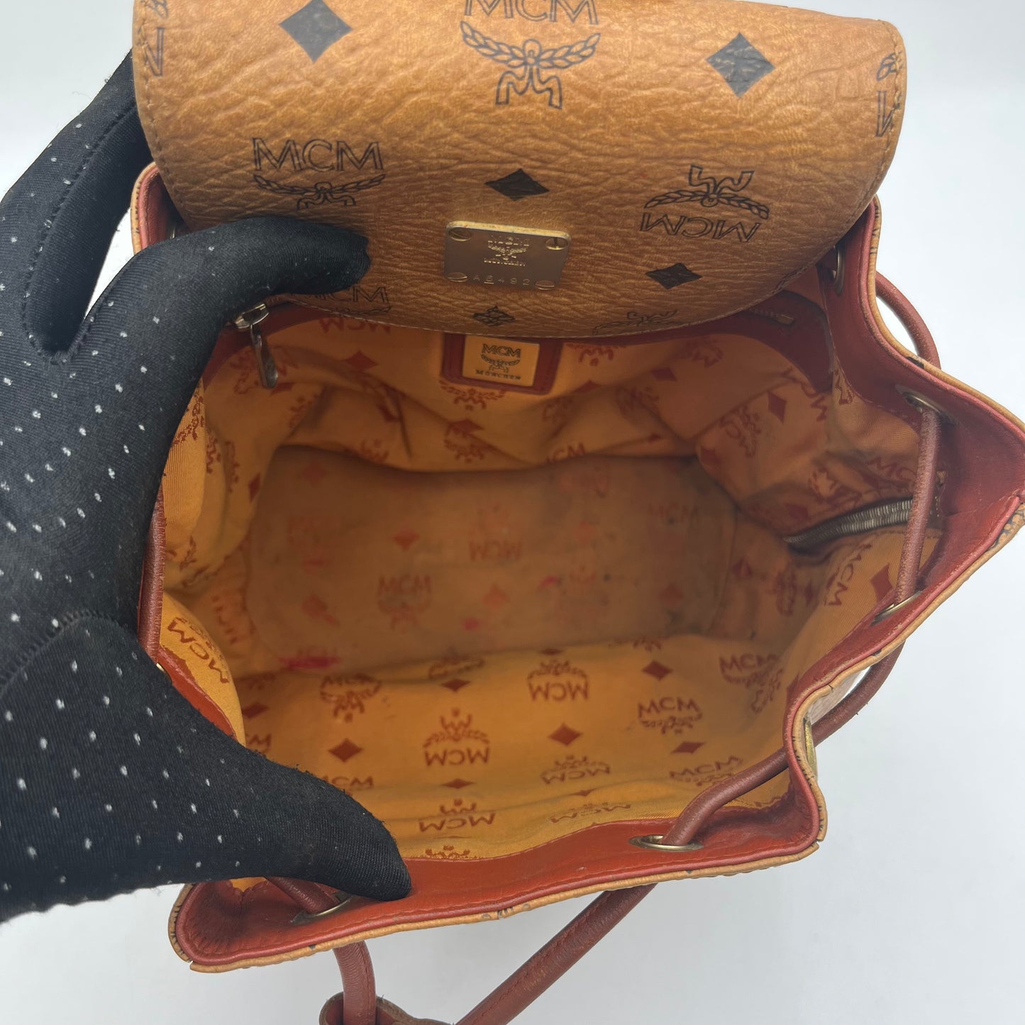 MCM Germany Cognac Flap Small Backpack