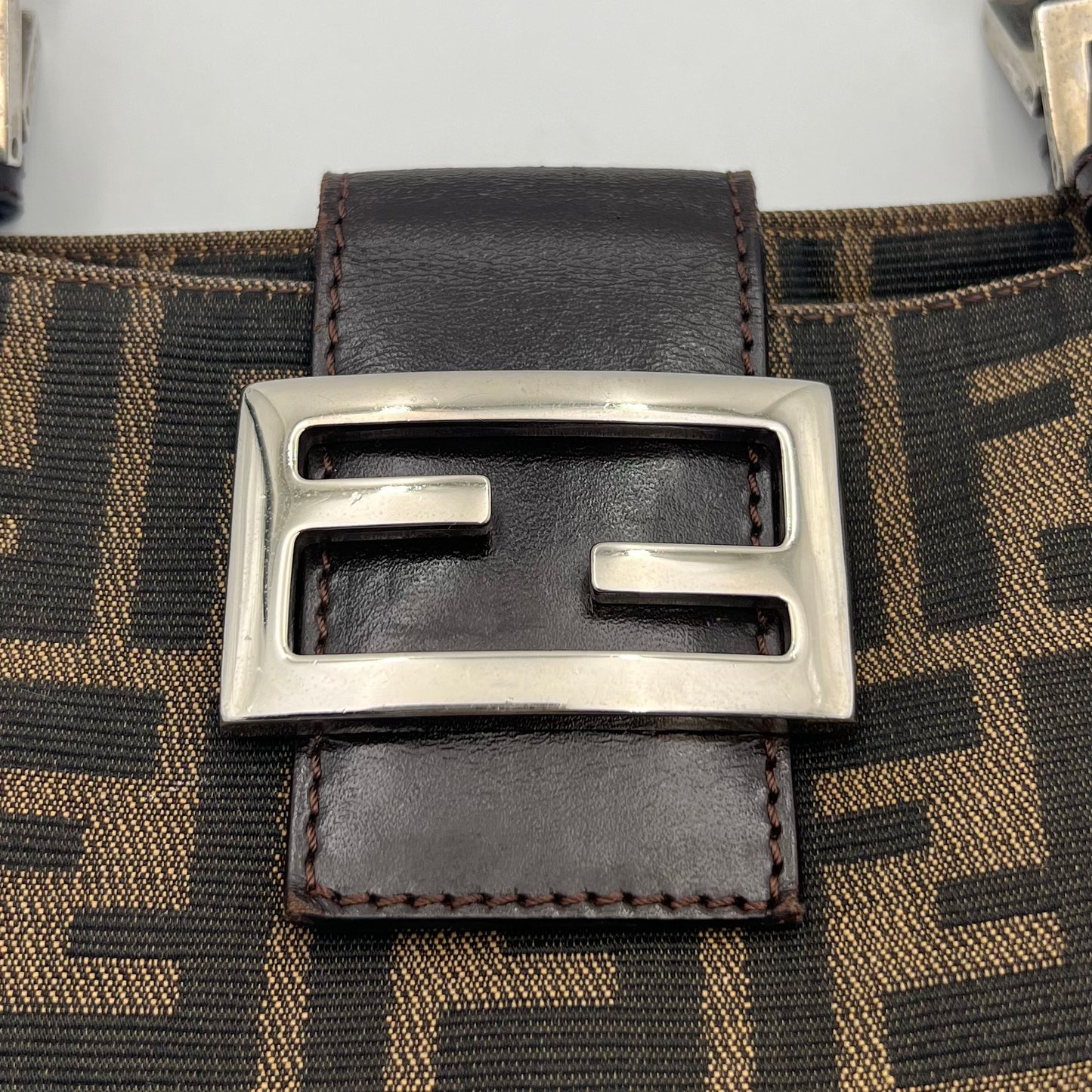 Fendi Tobacco Zucca FF Logo Small Shoulder Tote Bag
