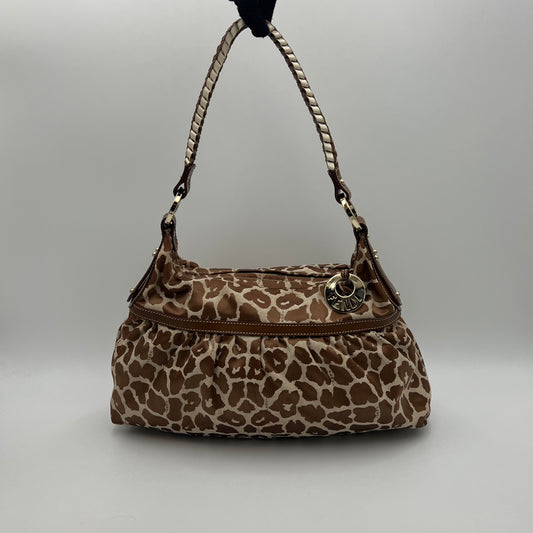 Fendi Brown Leopard Print Canvas Chef Hobo Bag
