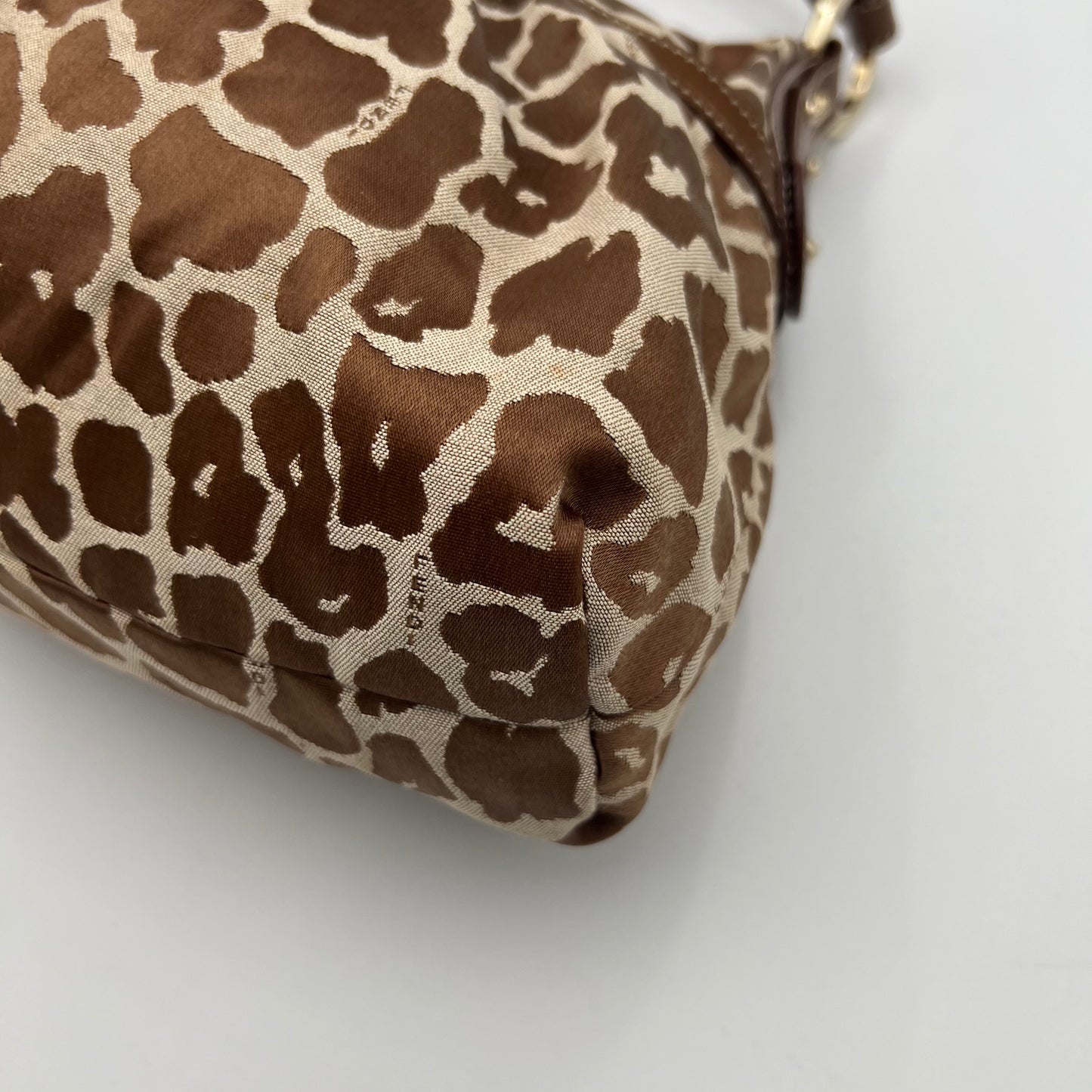 Fendi Brown Leopard Print Canvas Chef Hobo Bag