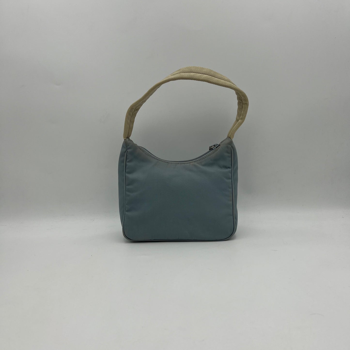 Prada Light Blue Nylon Mini Hobo Baguette