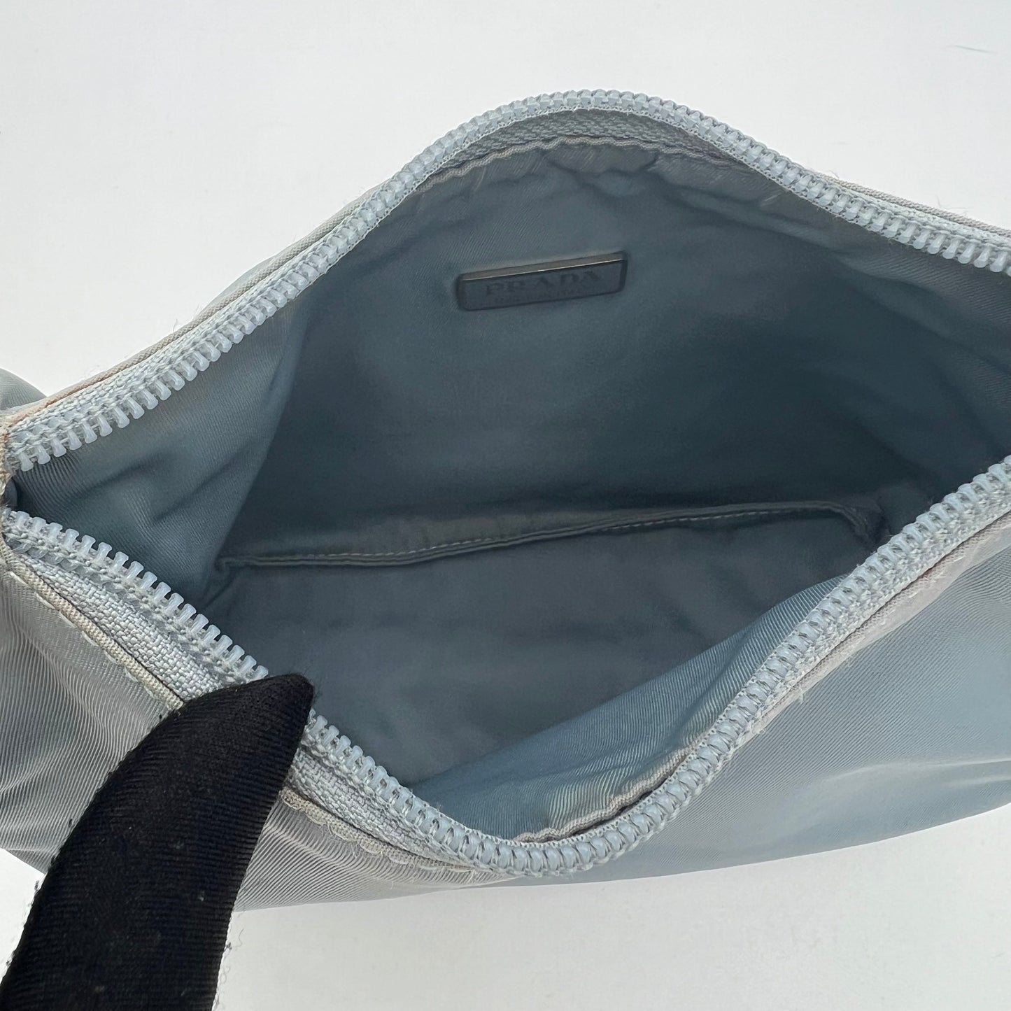 Prada Light Blue Nylon Mini Hobo Baguette