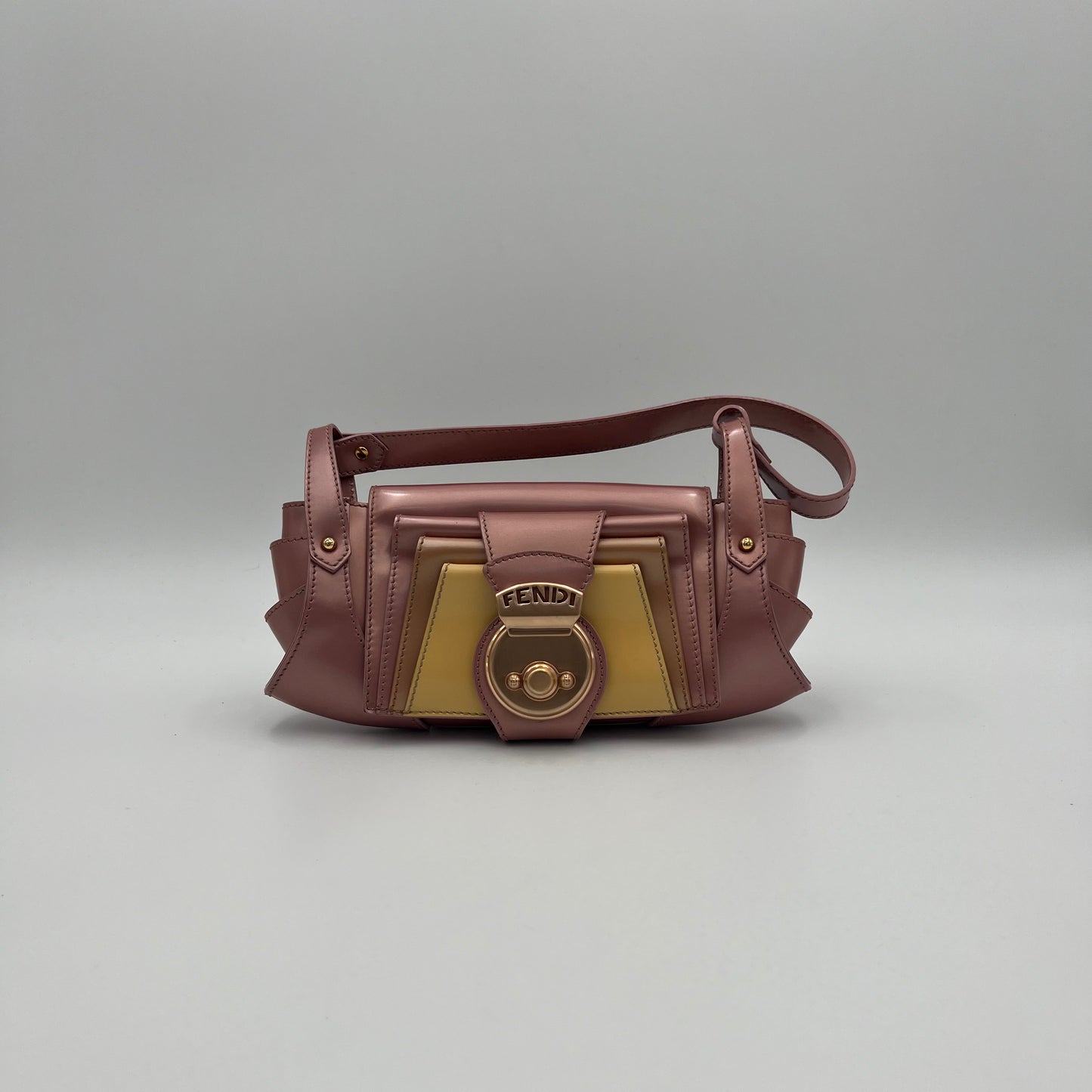 Fendi Pink Multicolor Patent Leather Borsa Baguette