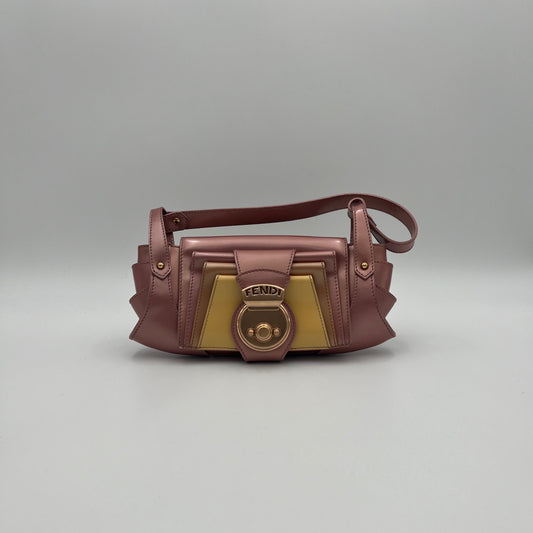 Fendi Pink Multicolor Patent Leather Borsa Baguette