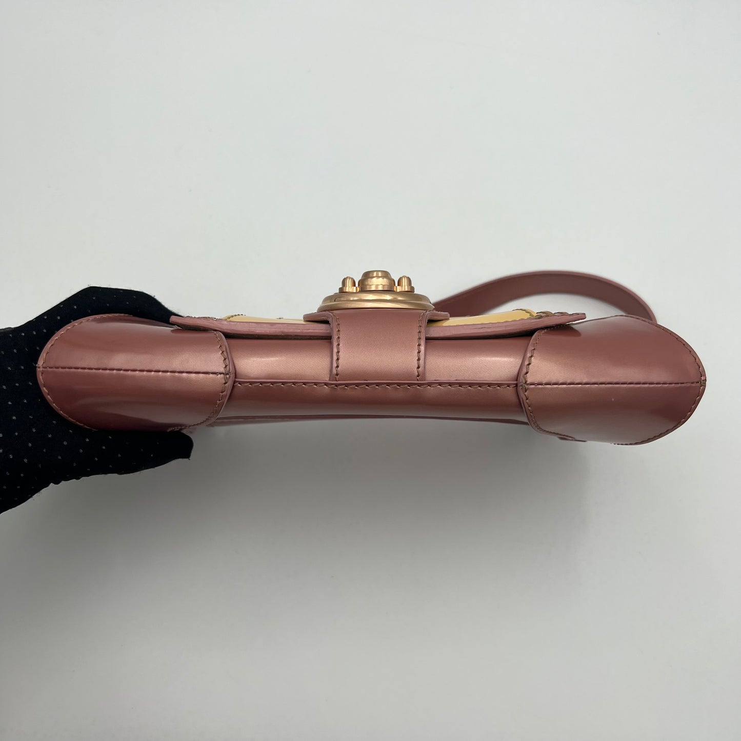 Fendi Pink Multicolor Patent Leather Borsa Baguette