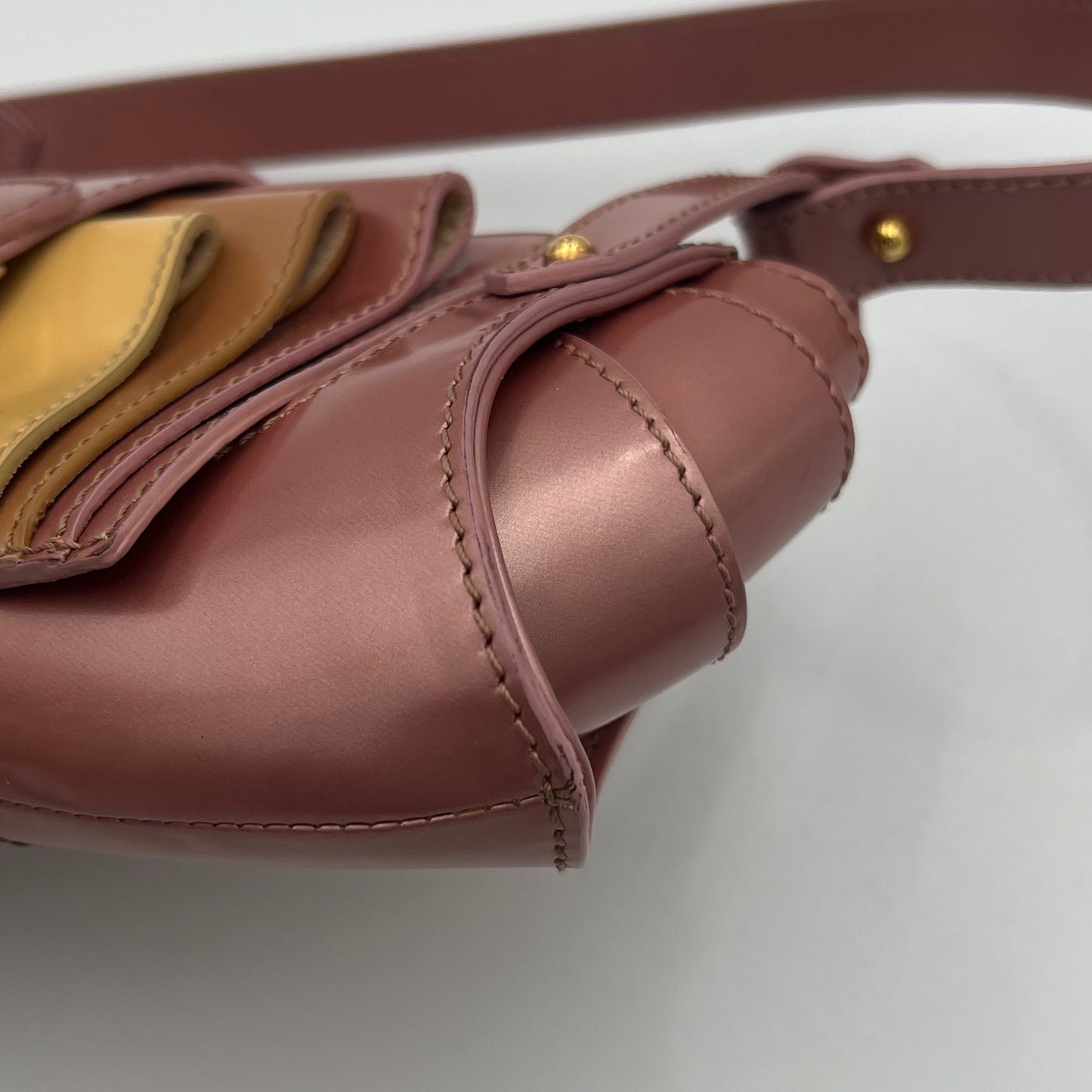 Fendi Pink Multicolor Patent Leather Borsa Baguette
