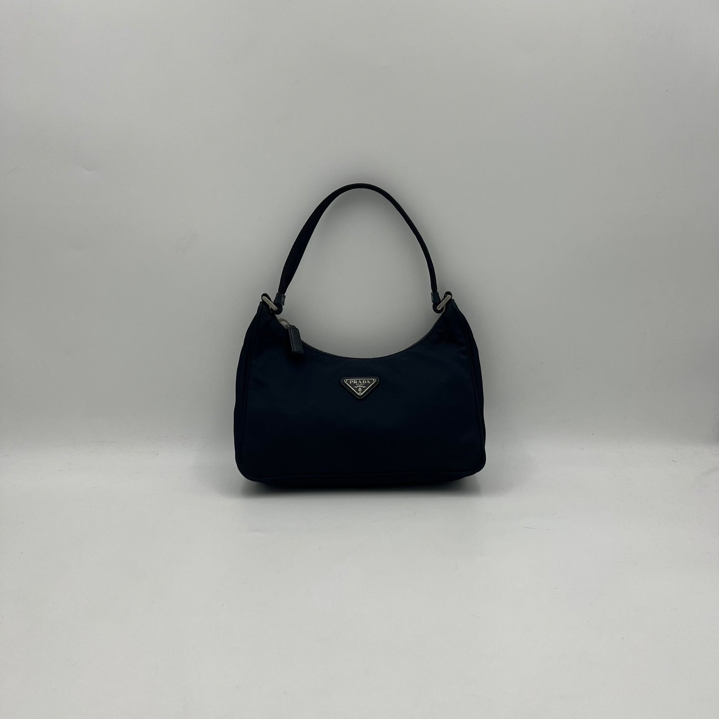 Prada Dark Blue Nylon Hobo Baguette