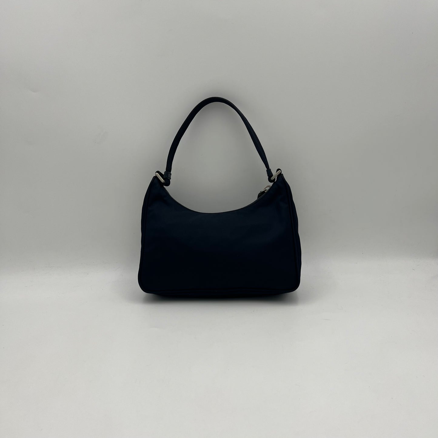 Prada Dark Blue Nylon Hobo Baguette