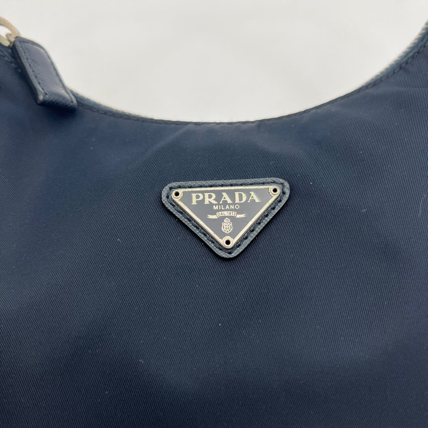 Prada Dark Blue Nylon Hobo Baguette