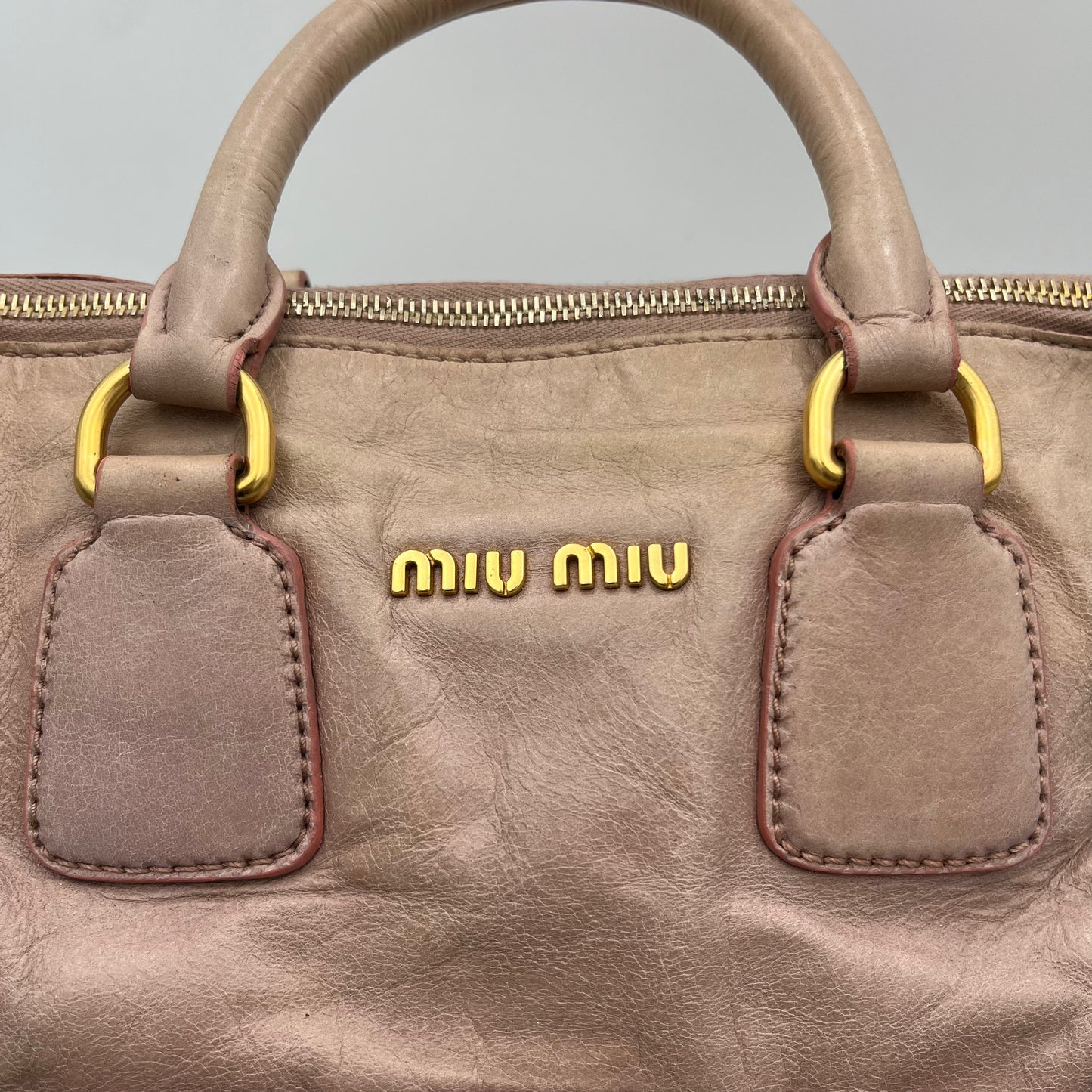 Miu Miu Light Pink Vitello Satchel with Sling