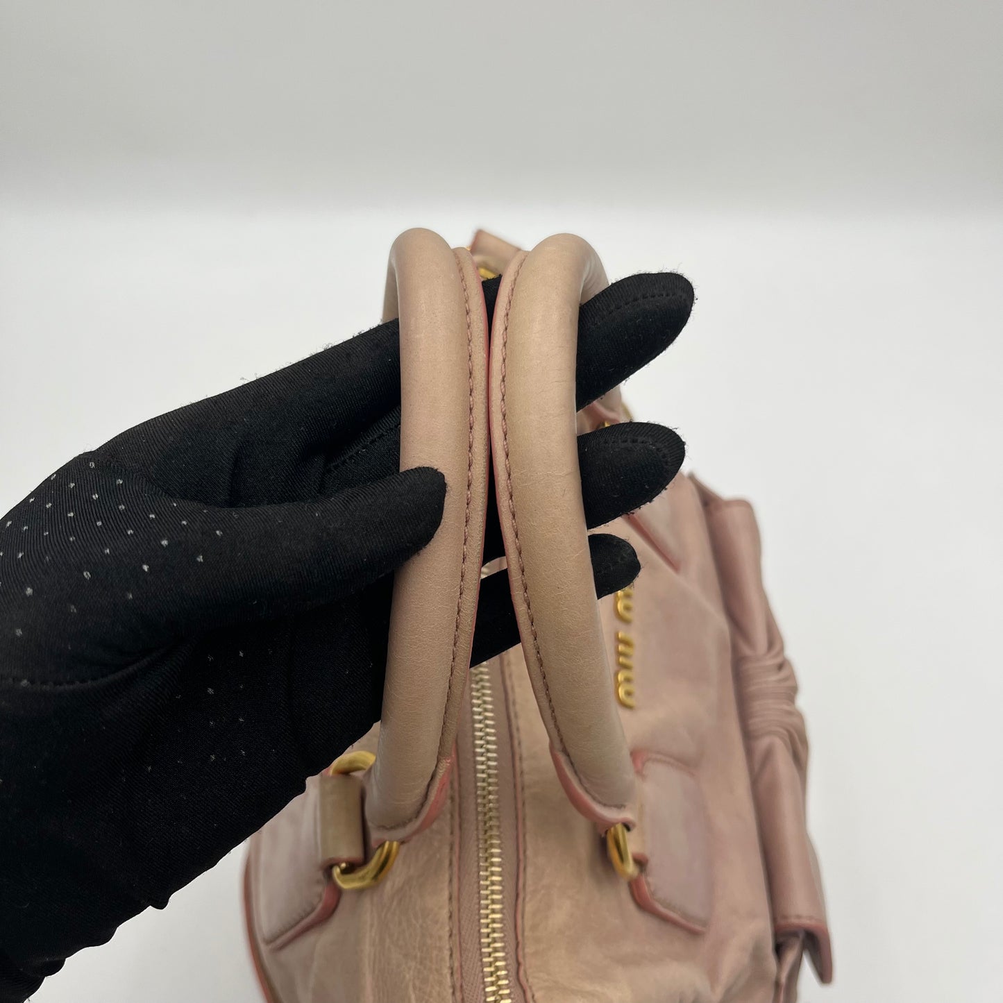 Miu Miu Light Pink Vitello Satchel with Sling