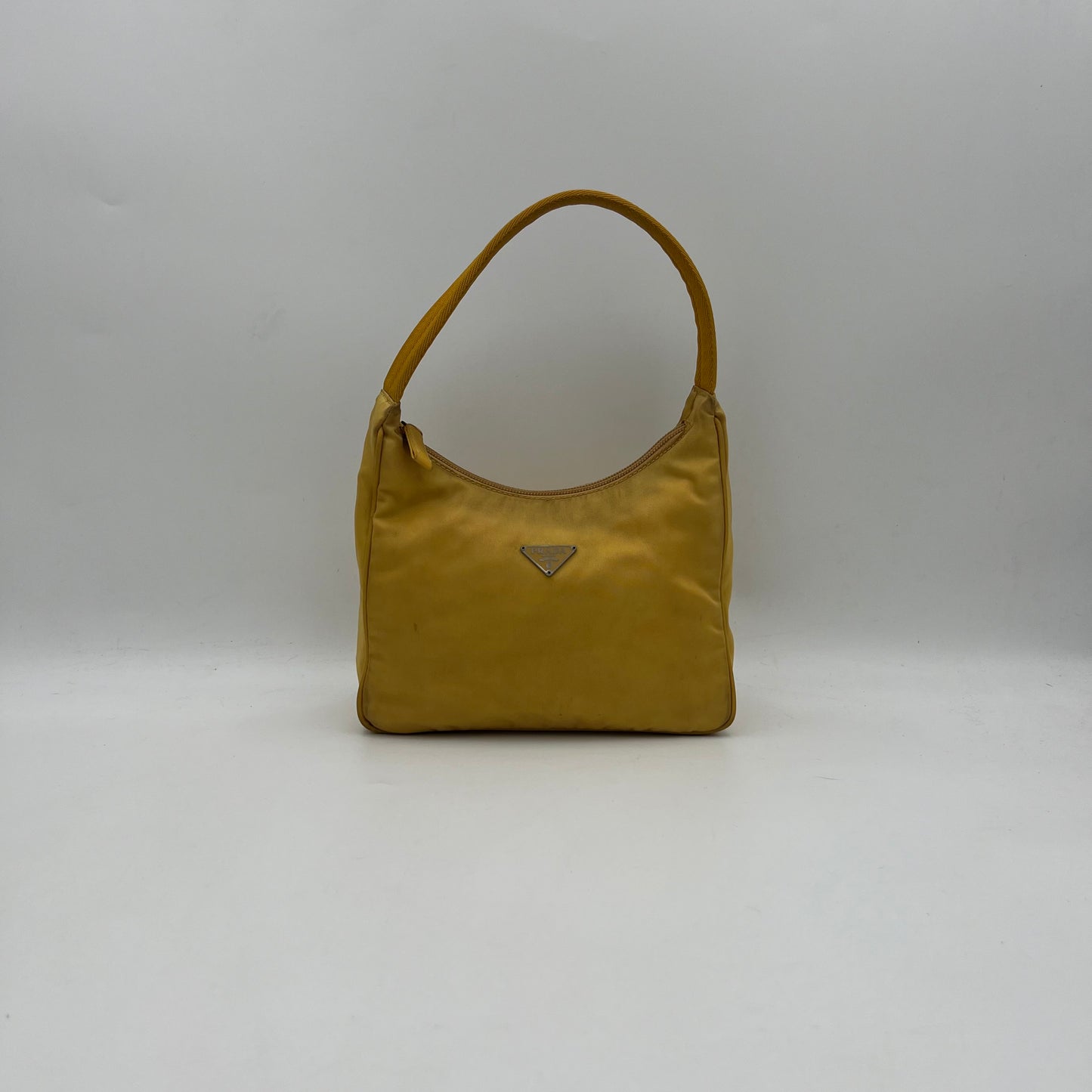 Prada Yellow Nylon Hobo Baguette