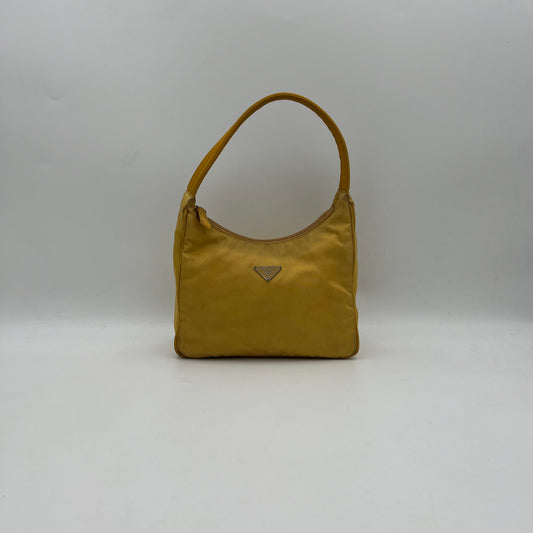 Prada Yellow Nylon Hobo Baguette