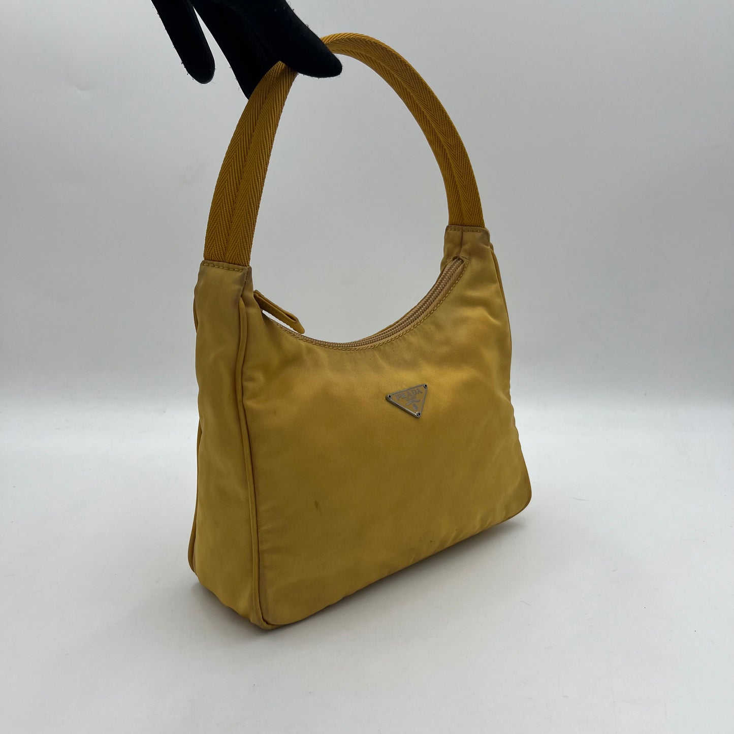 Prada Yellow Nylon Hobo Baguette