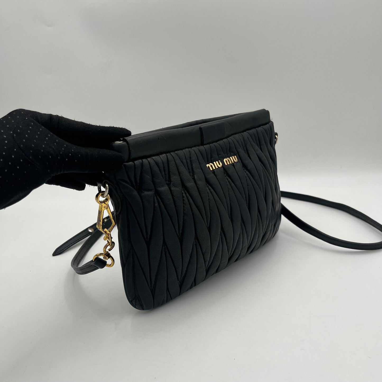 Miu Miu Matelasse Black Leather Crossbody