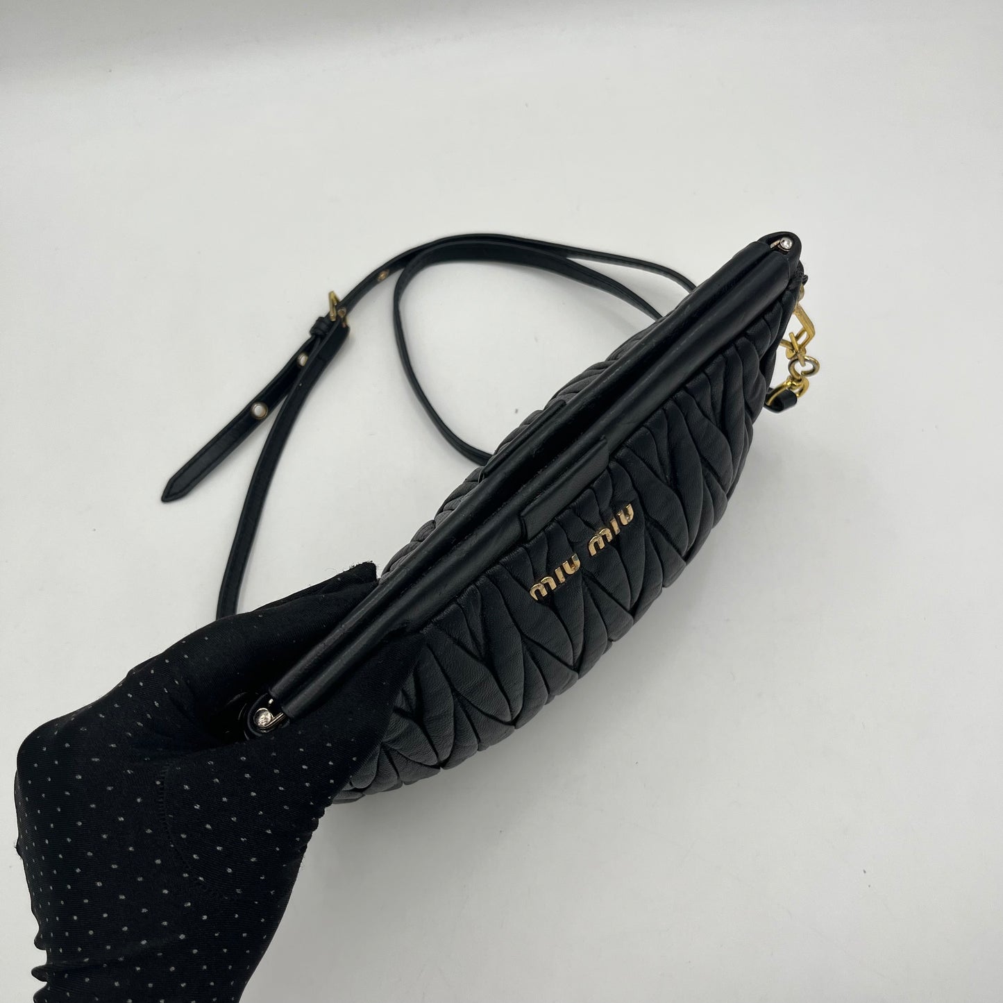 Miu Miu Matelasse Black Leather Crossbody