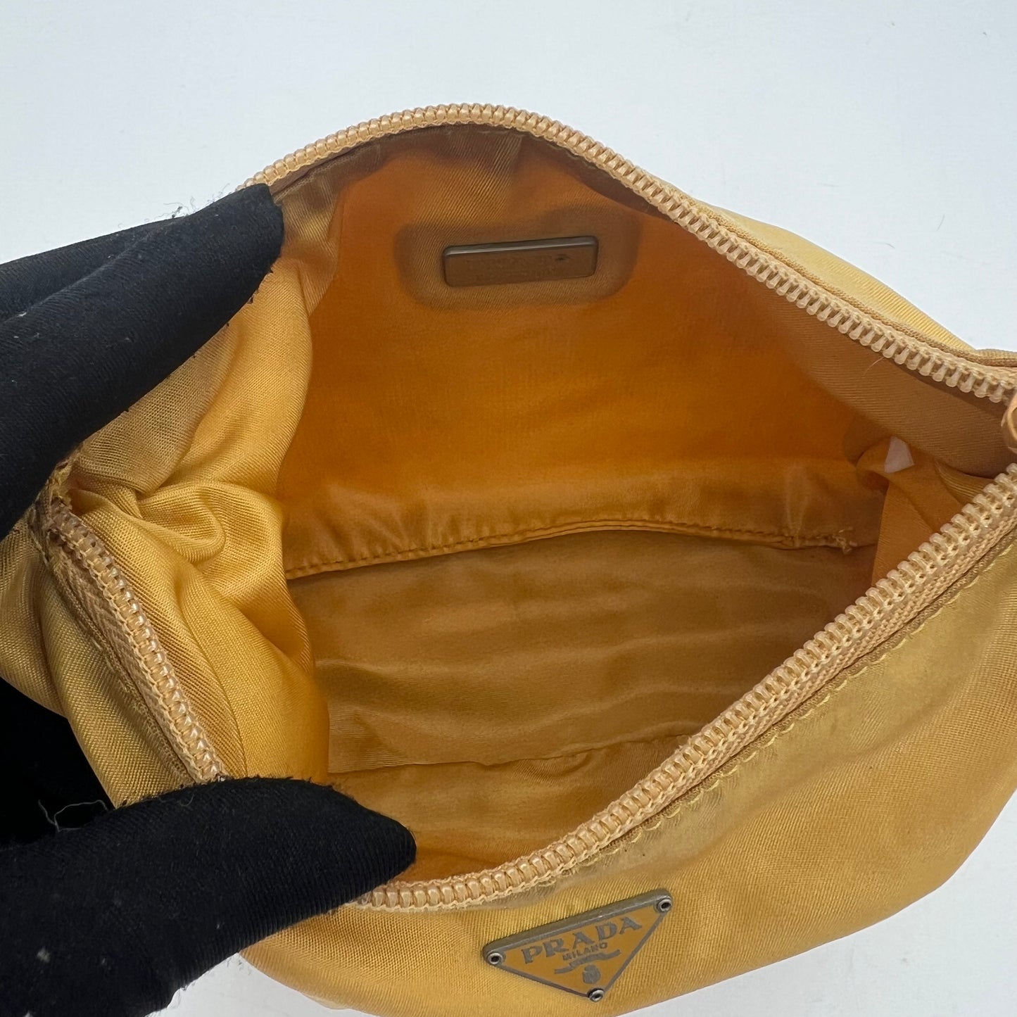 Prada Yellow Nylon Hobo Baguette