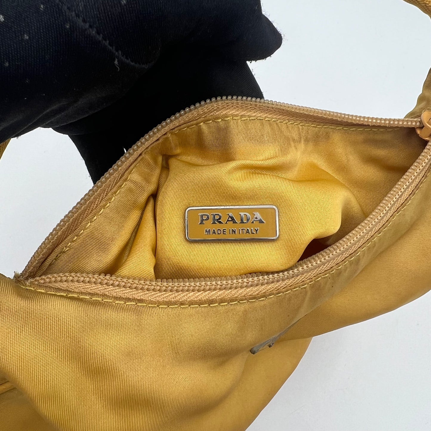 Prada Yellow Nylon Hobo Baguette