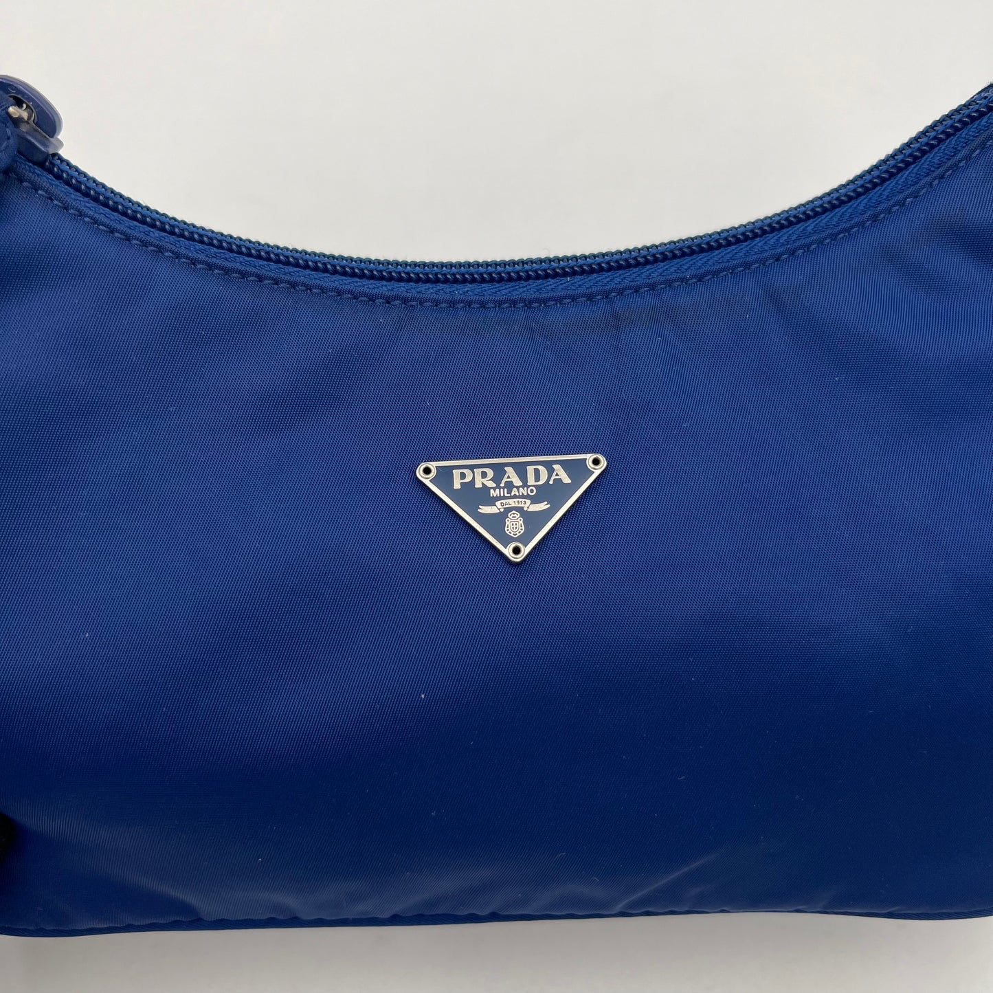 Prada Royal Blue Nylon Mini Hobo Baguette