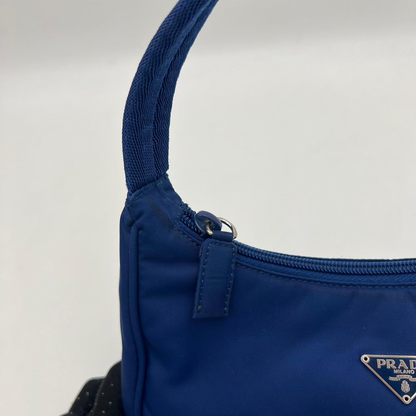 Prada Royal Blue Nylon Mini Hobo Baguette