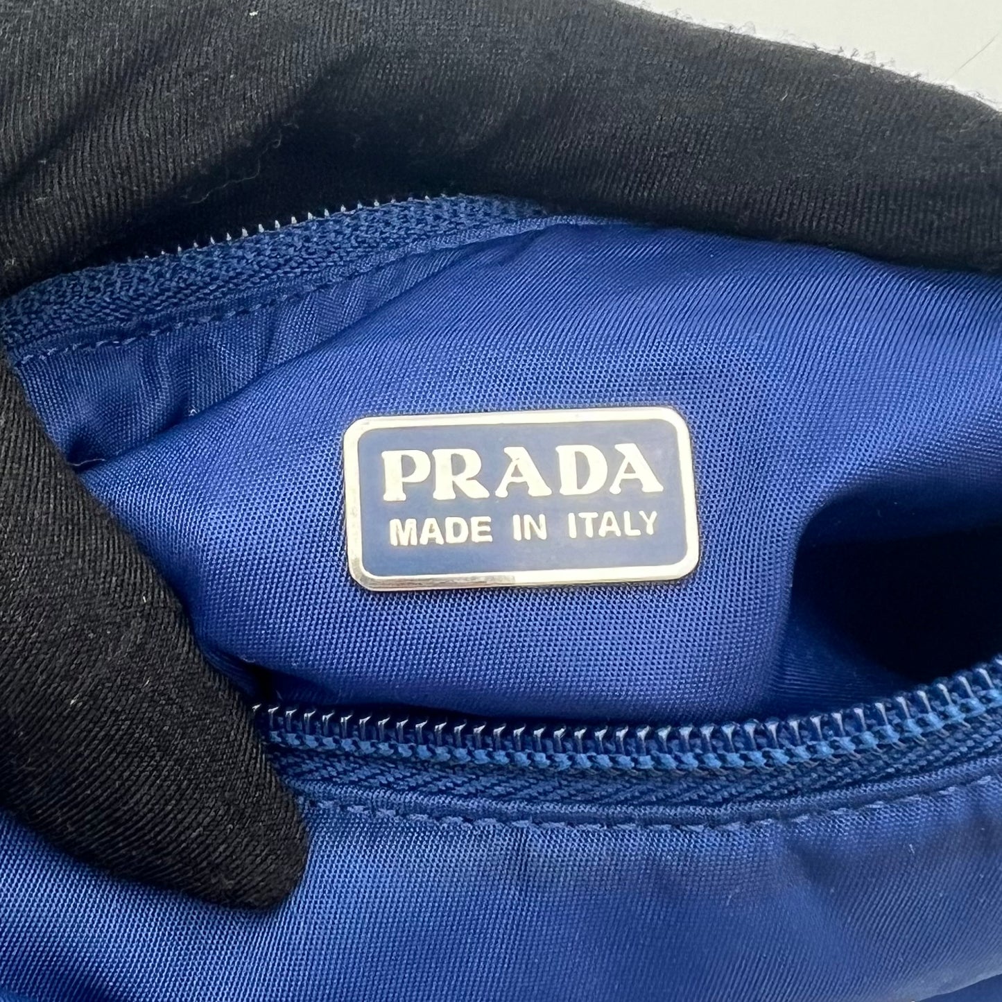 Prada Royal Blue Nylon Mini Hobo Baguette