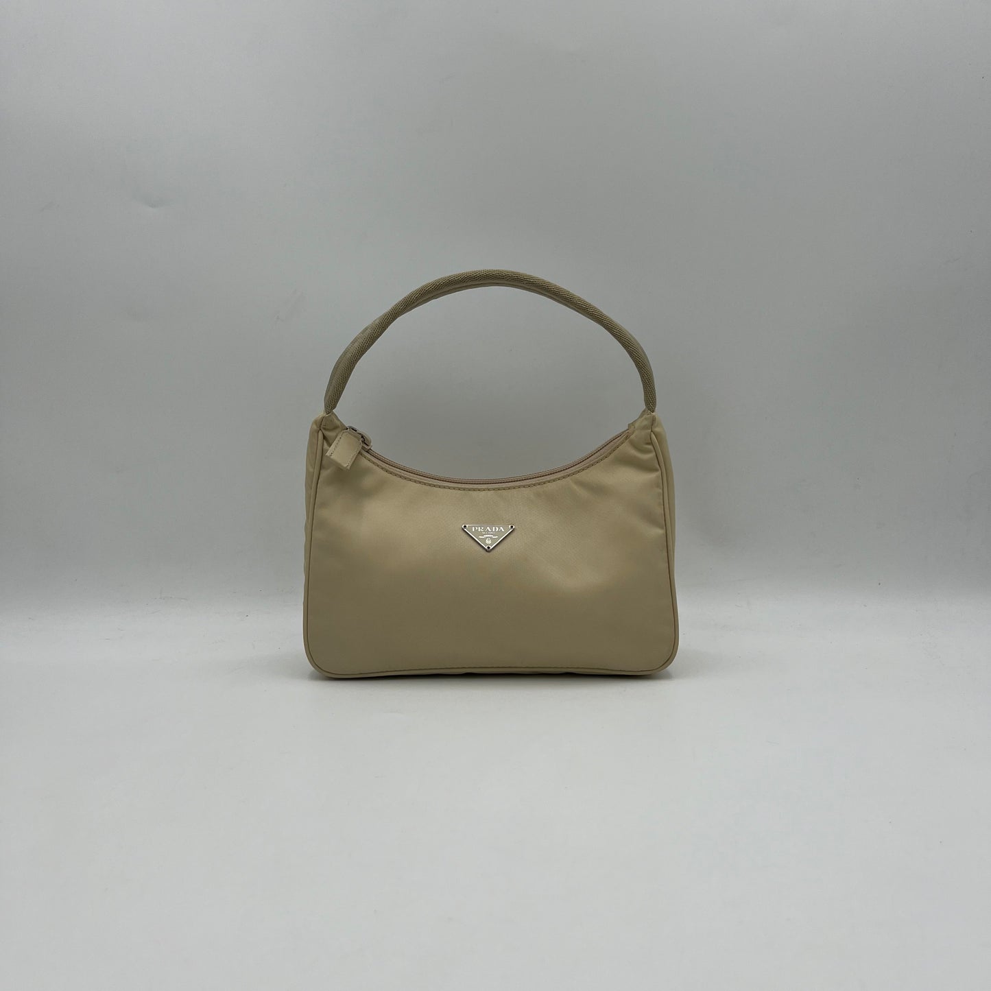 Prada Beige Nylon Mini Hobo Baguette