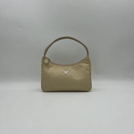 Prada Beige Nylon Mini Hobo Baguette