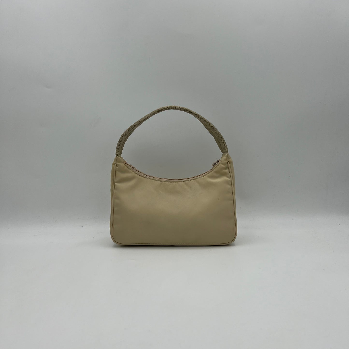 Prada Beige Nylon Mini Hobo Baguette