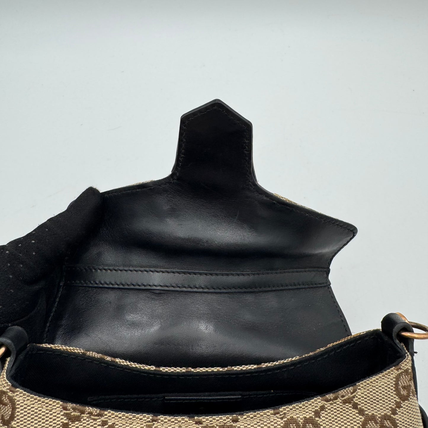 Gucci Tom Ford Monogram Canvas Purple Black Web Satin Horsebit Chain Flap Mini Shoulder Bag