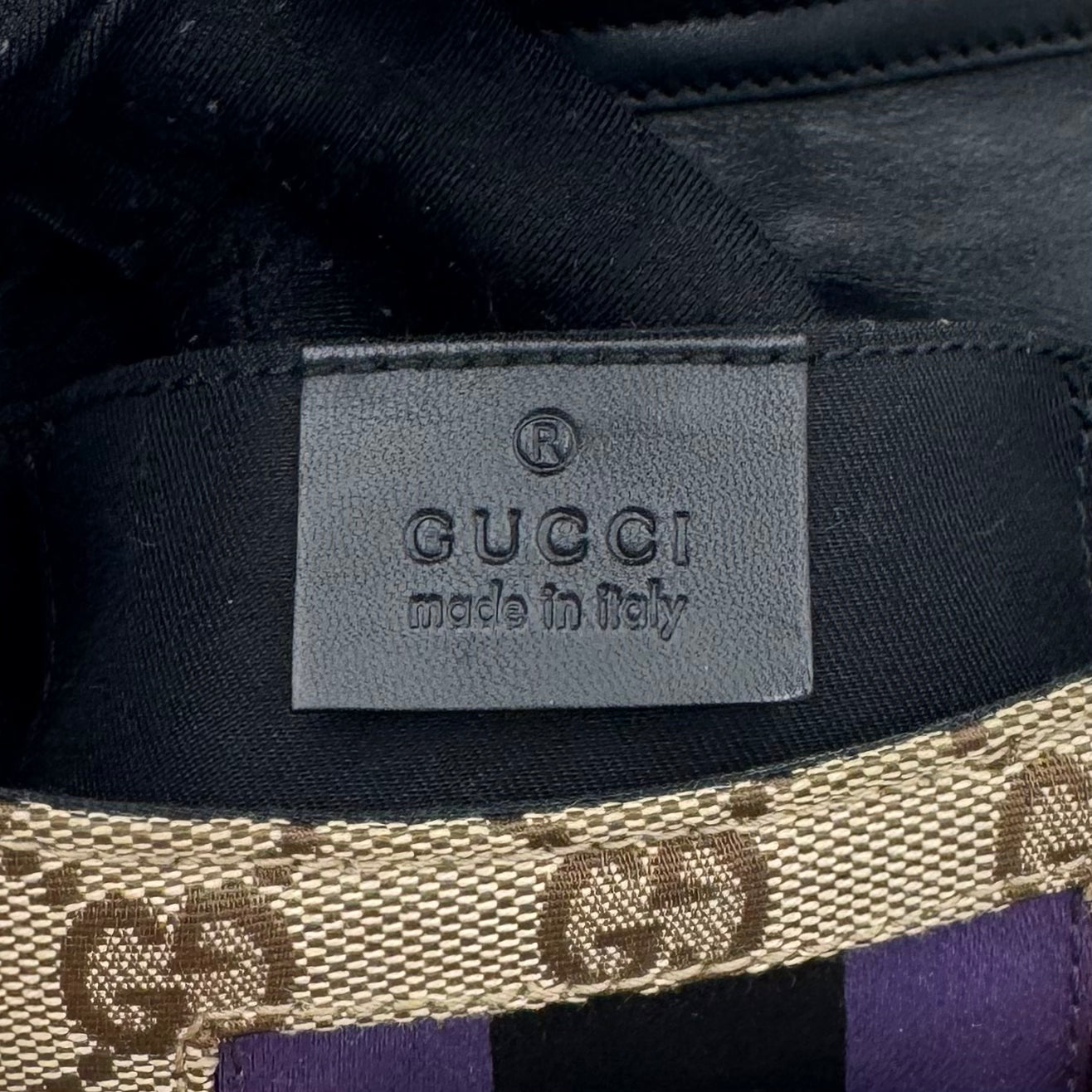 Gucci Tom Ford Monogram Canvas Purple Black Web Satin Horsebit Chain Flap Mini Shoulder Bag