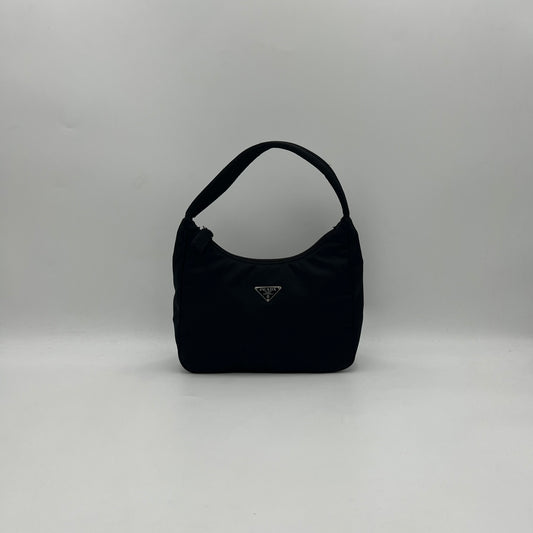 Prada Black Nylon Mini Hobo Baguette