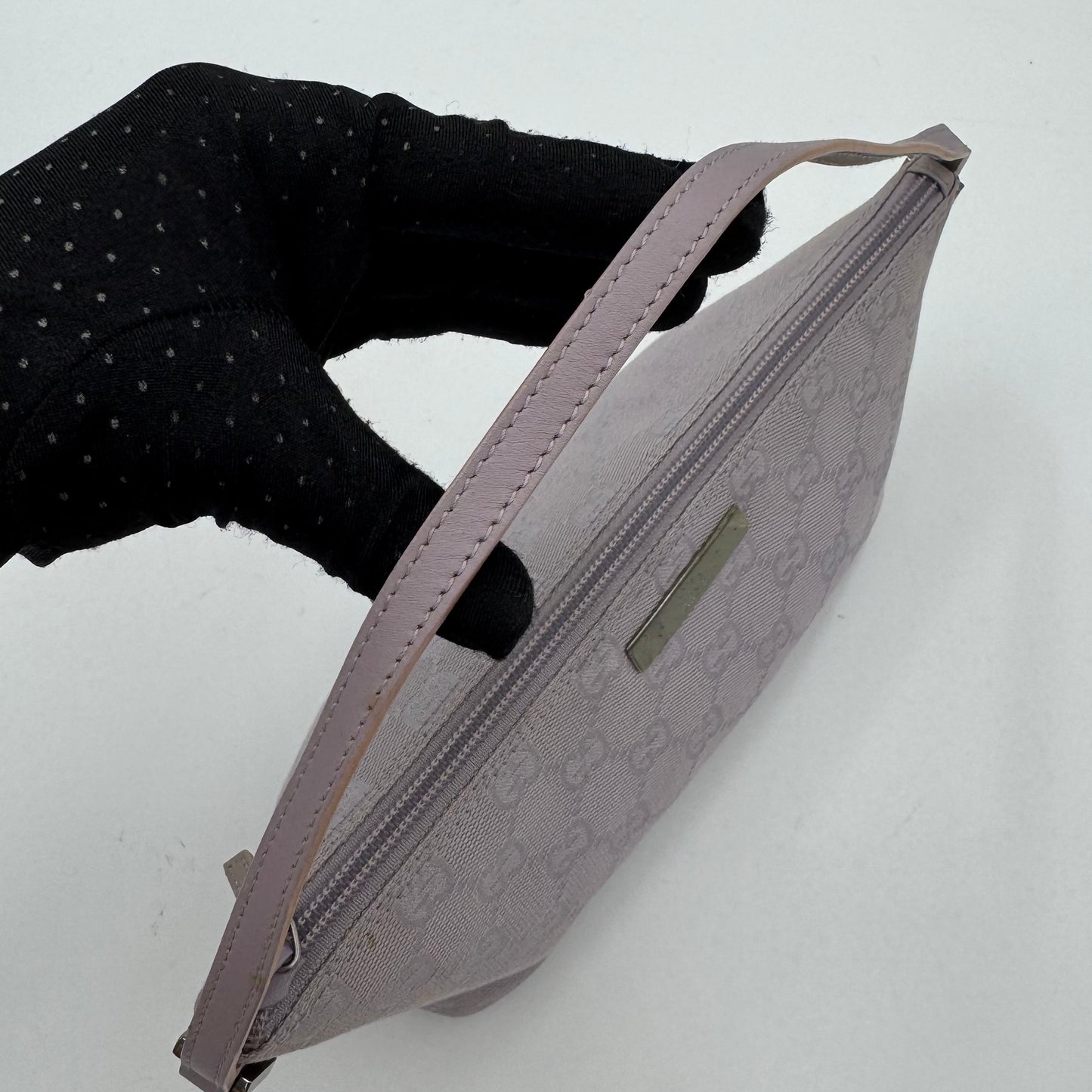 Gucci Lavender Monogram Canvas and Leather Boat Pochette