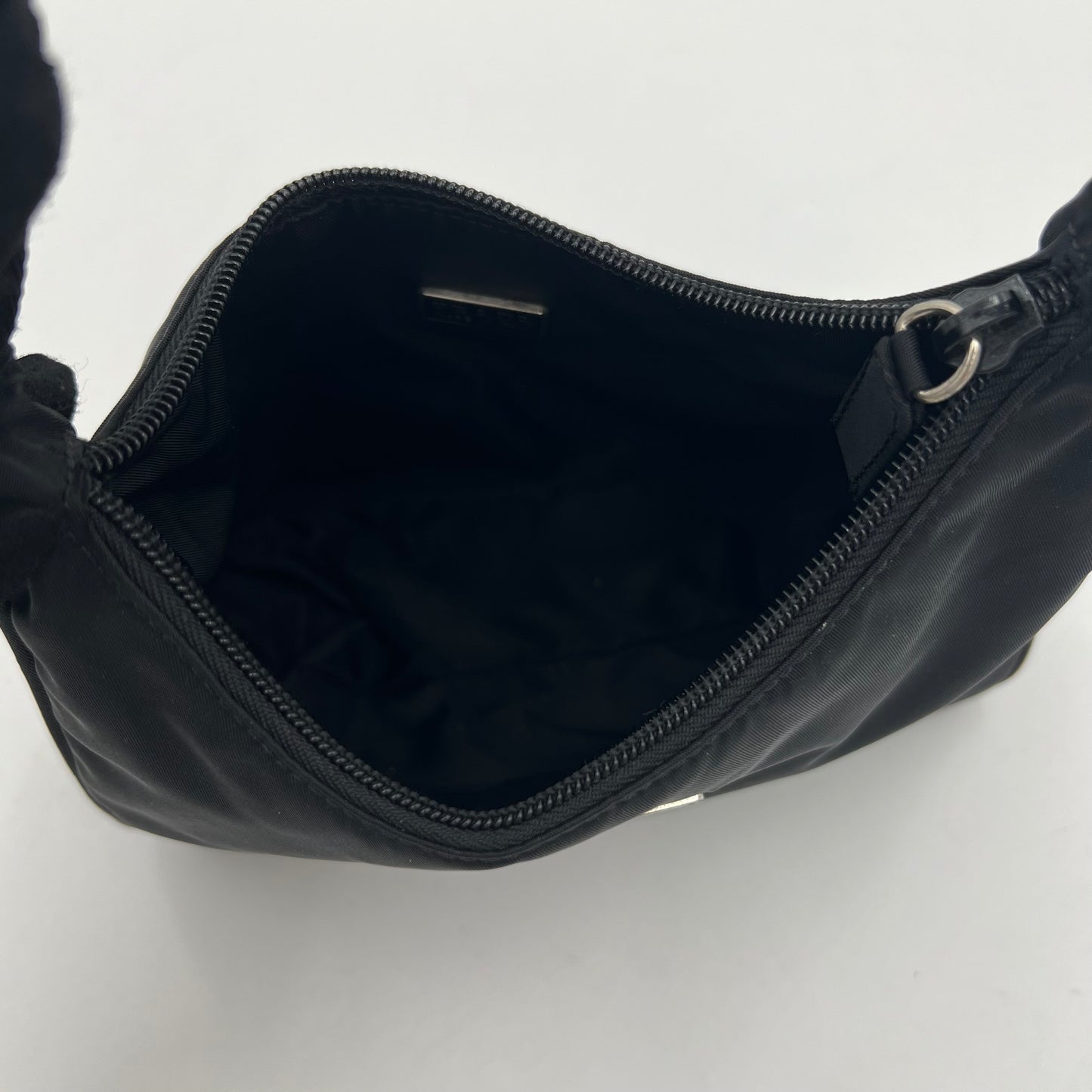 Prada Black Nylon Mini Hobo Baguette