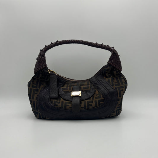 Fendi Tobacco Zucca Spy Hobo Shoulder Bag