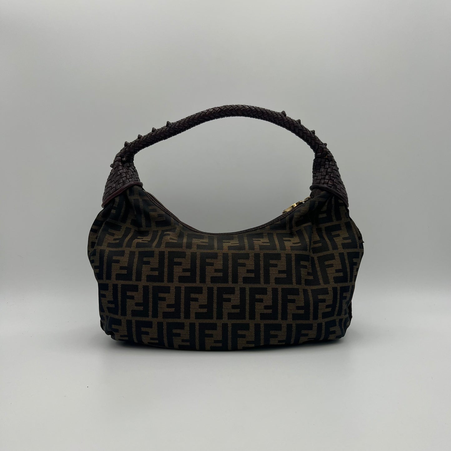 Fendi Tobacco Zucca Spy Hobo Shoulder Bag