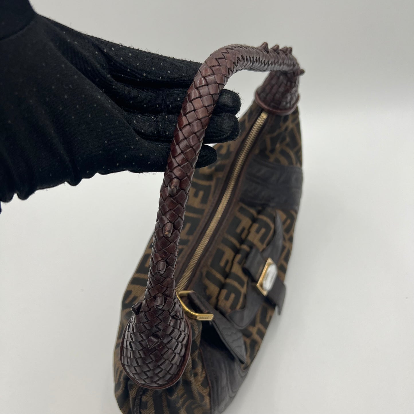 Fendi Tobacco Zucca Spy Hobo Shoulder Bag