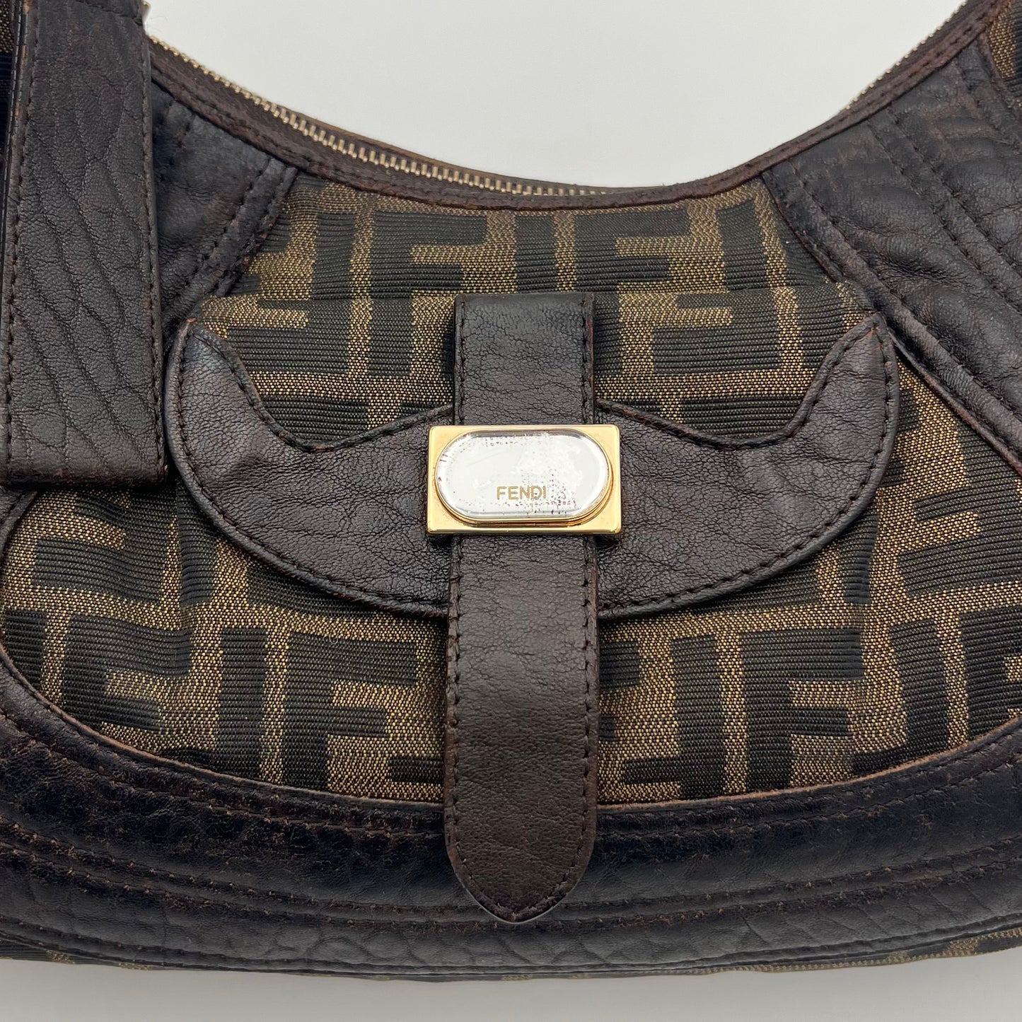 Fendi Tobacco Zucca Spy Hobo Shoulder Bag