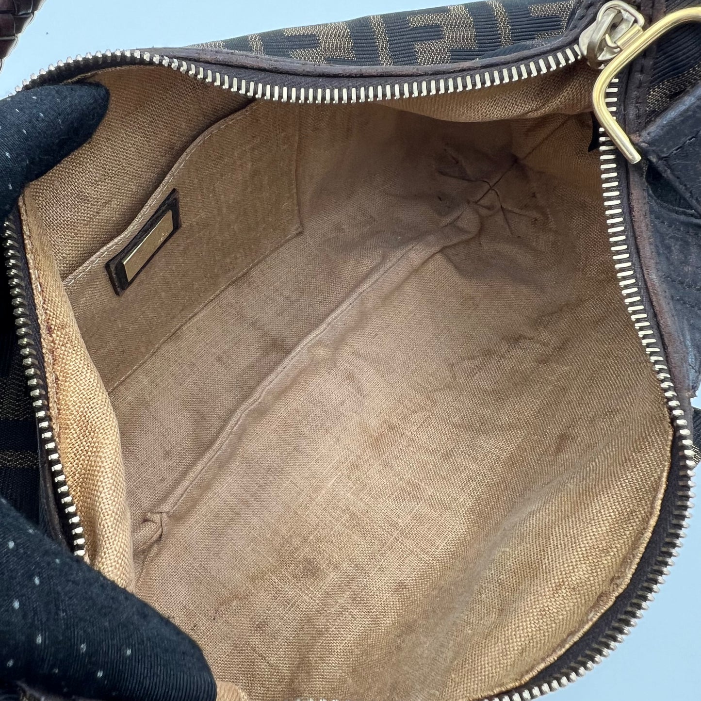 Fendi Tobacco Zucca Spy Hobo Shoulder Bag