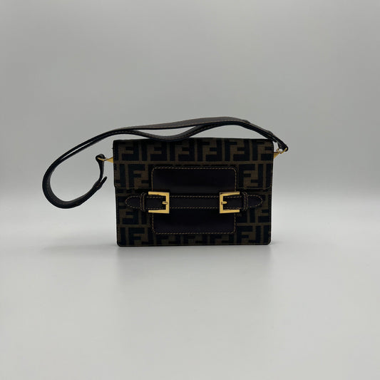 Fendi Tobacco Zucca Belt Flap Convertible Bag