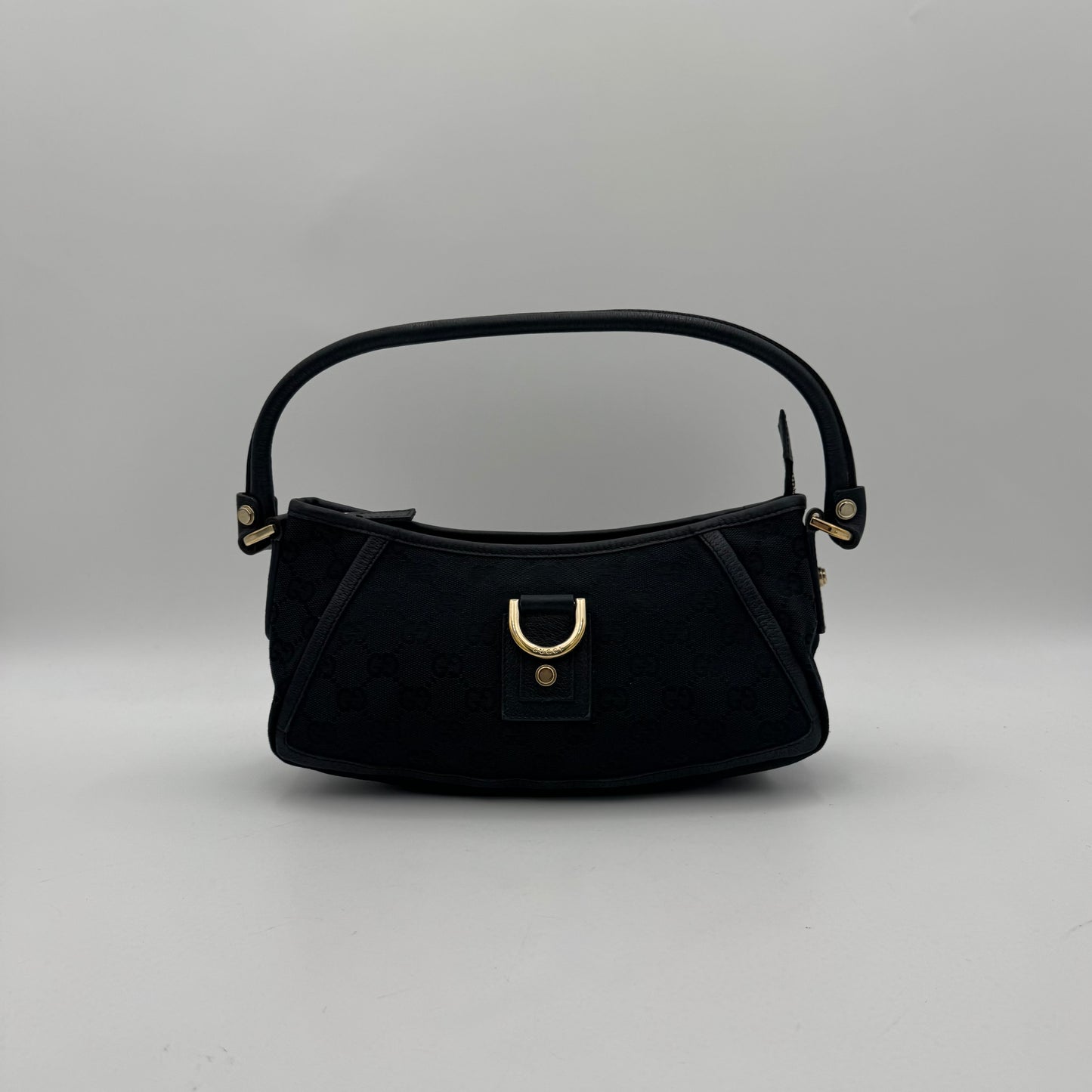Gucci Black Monogram Canvas and Leather Abbey D-Ring Shoulder Bag