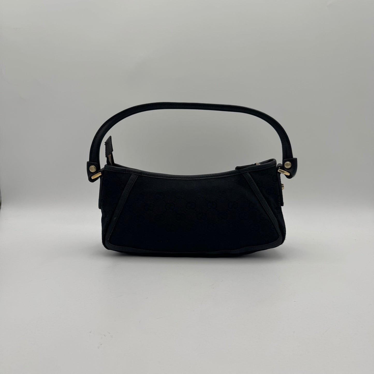Gucci Black Monogram Canvas and Leather Abbey D-Ring Shoulder Bag