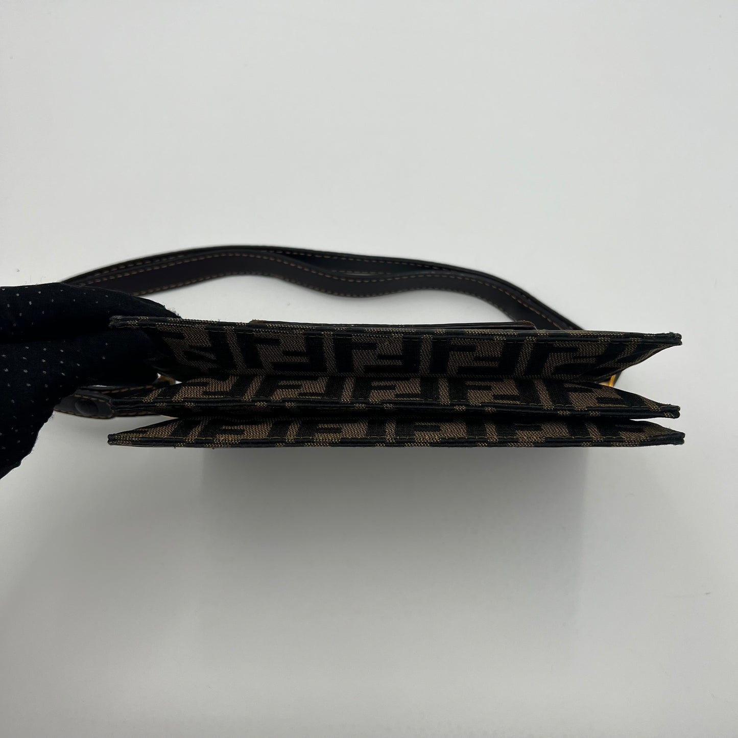 Fendi Tobacco Zucca Belt Flap Convertible Bag