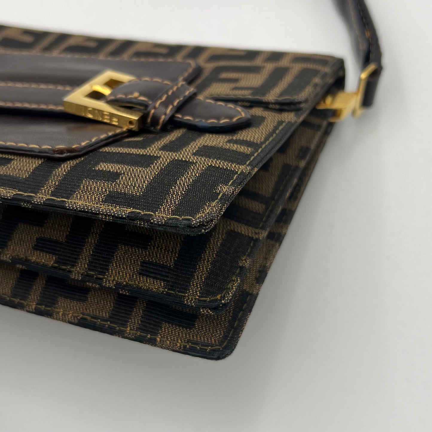 Fendi Tobacco Zucca Belt Flap Convertible Bag