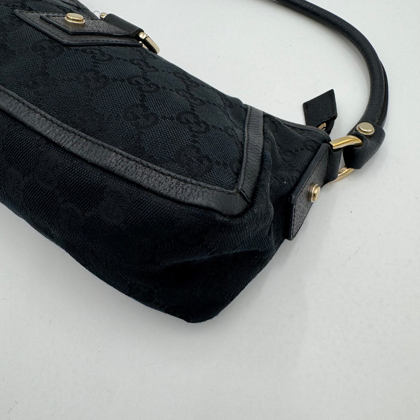 Gucci Black Monogram Canvas and Leather Abbey D-Ring Shoulder Bag