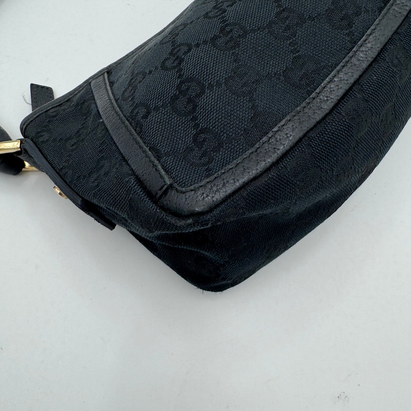 Gucci Black Monogram Canvas and Leather Abbey D-Ring Shoulder Bag