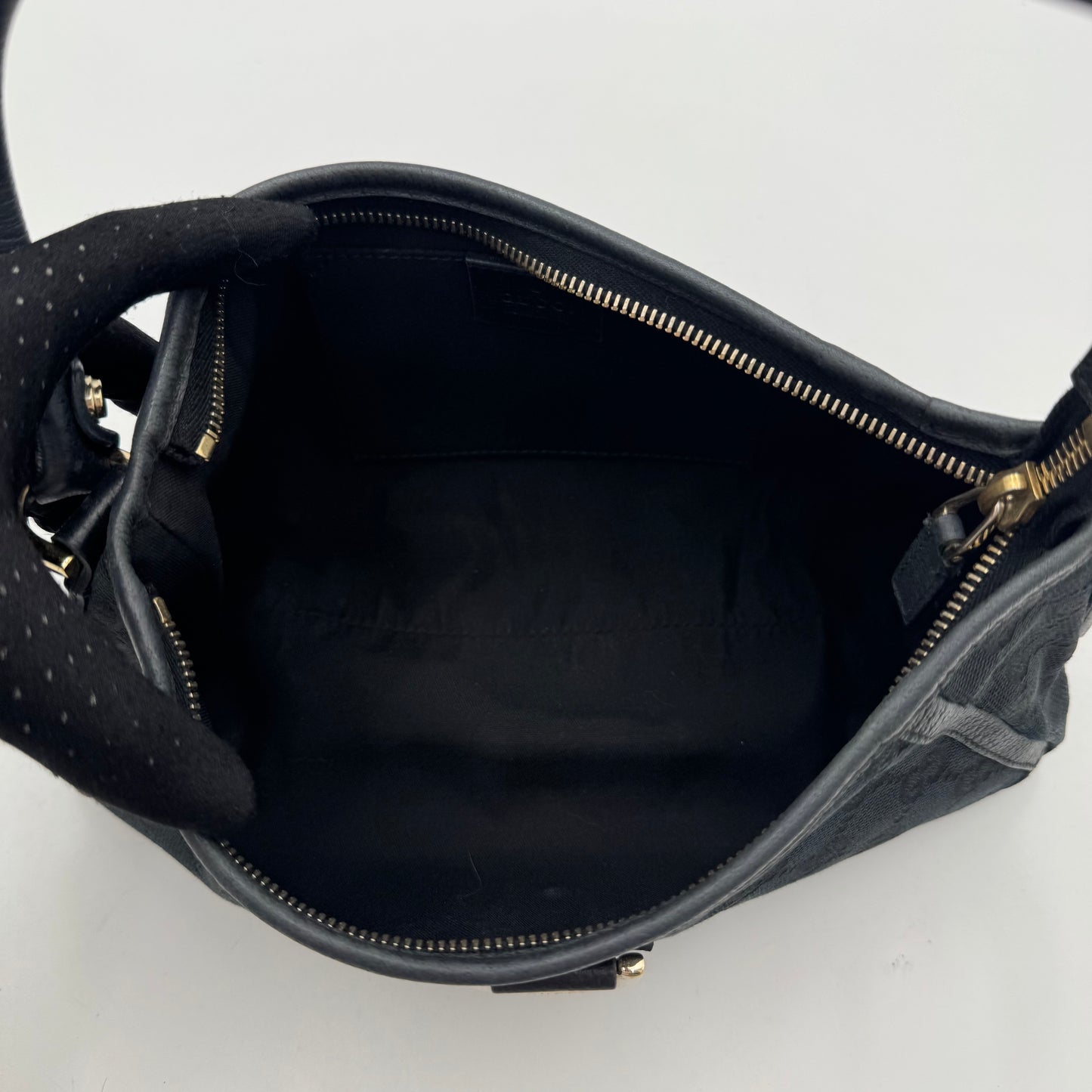 Gucci Black Monogram Canvas and Leather Abbey D-Ring Shoulder Bag